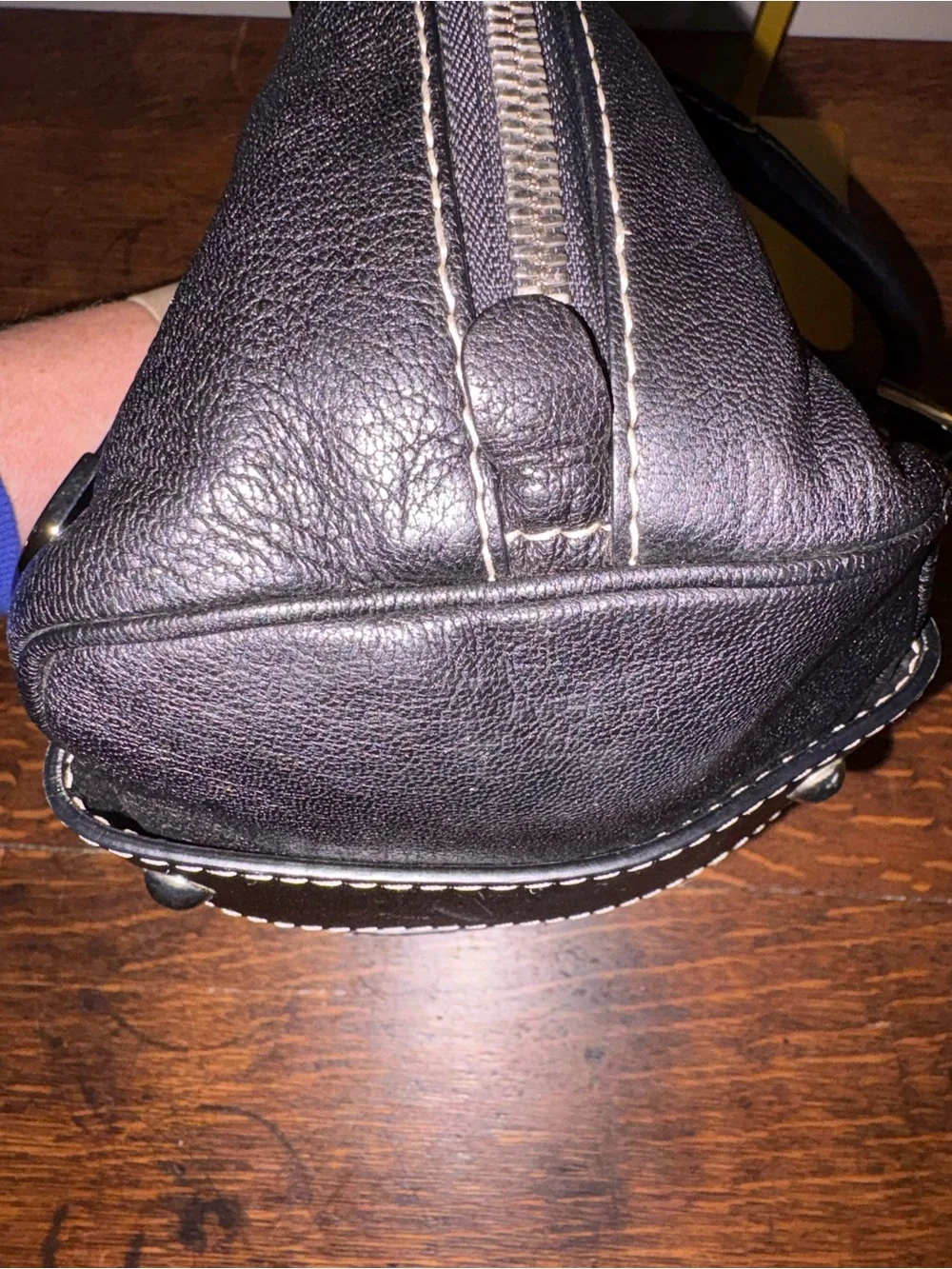 Bally Vintage Black Leather Lorri Satchel Bag Crest Medallion Contrast Stitch